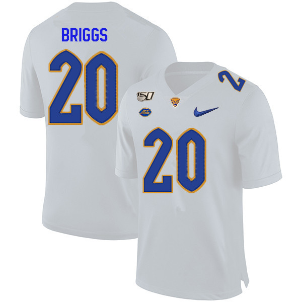 2019 Men #20 Dennis Briggs Pitt Panthers College Football Jerseys Sale-White